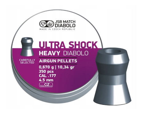 Пули JSB Ultra Shock Heavy Diabolo 4,5 мм, 0,67 грамма, 350 штук